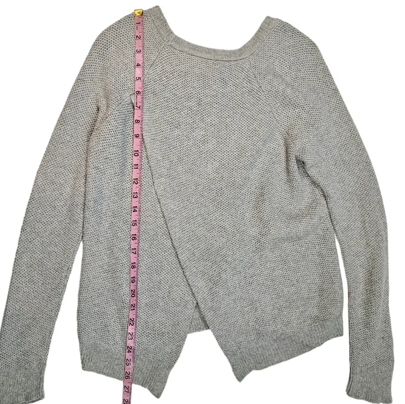 Madewell Province Light Gray Knit Cross-Back Sweater Sz S Crewneck Fall Casual - Picture 15 of 16